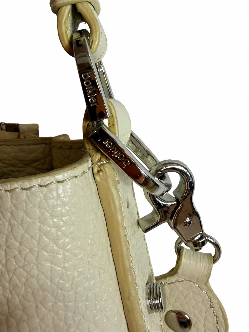 Botkier New York Cream Pebbled Leather Bucket Hobo Crossbody Shoulder Bag